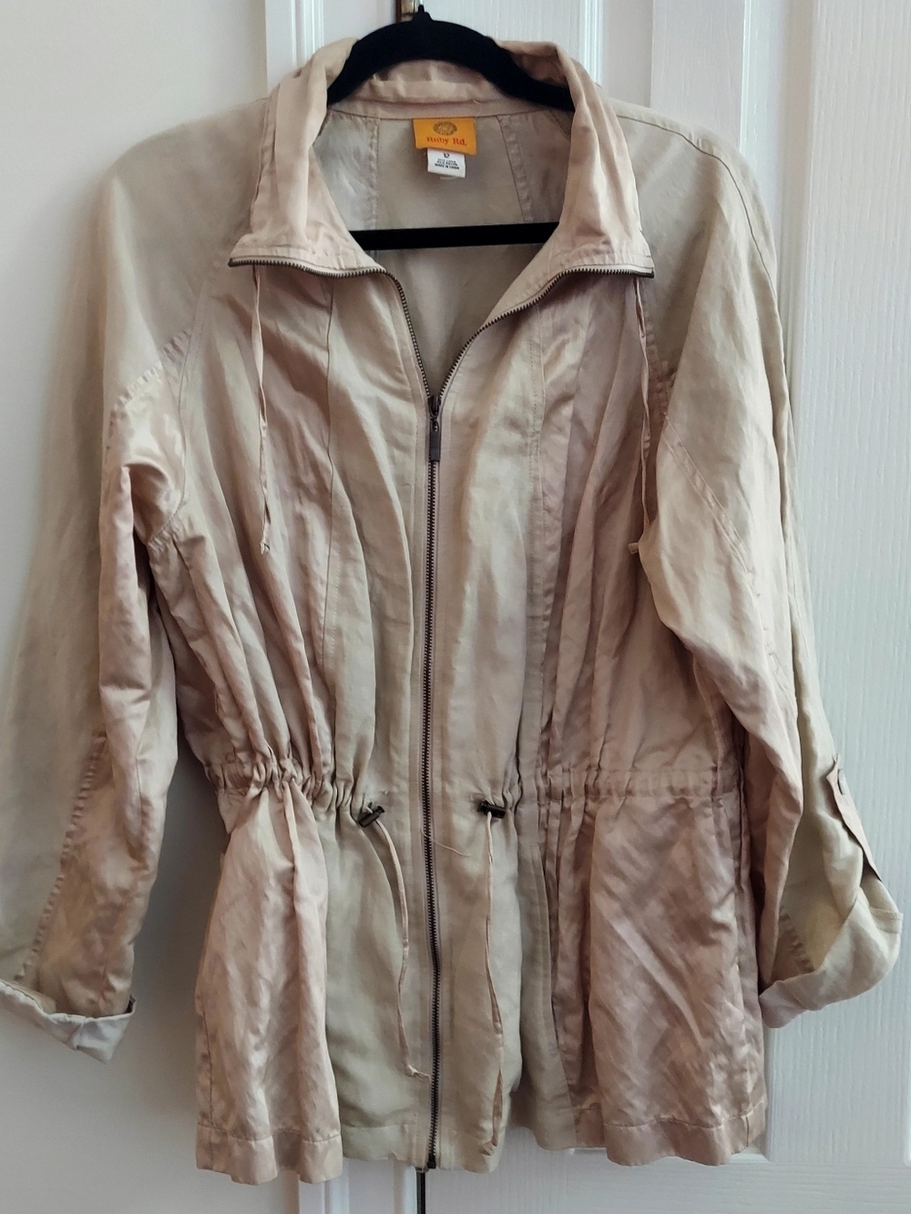 Ruby Rd. Lightweight Beige Drawstring Utility Jacket for Women - Picture 2 of 3